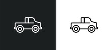 Pick Up Truck Outline Icon In White And Black Colors. Pick Up Truck Flat Vector Icon From Mechanicons Collection For Web, Mobile Apps And Ui.