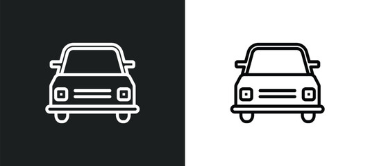 Poster - rectangular car front outline icon in white and black colors. rectangular car front flat vector icon from mechanicons collection for web, mobile apps and ui.