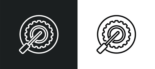 Poster - changing wheels tool outline icon in white and black colors. changing wheels tool flat vector icon from mechanicons collection for web, mobile apps and ui.