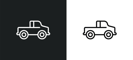 Wall Mural - pick up truck outline icon in white and black colors. pick up truck flat vector icon from mechanicons collection for web, mobile apps and ui.