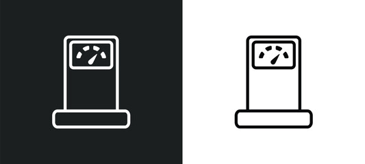 Poster - fuel counter outline icon in white and black colors. fuel counter flat vector icon from mechanicons collection for web, mobile apps and ui.