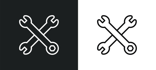 Poster - repair wrenches outline icon in white and black colors. repair wrenches flat vector icon from mechanicons collection for web, mobile apps and ui.