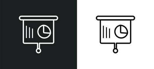 Poster - marketing presentation outline icon in white and black colors. marketing presentation flat vector icon from marketing collection for web, mobile apps and ui.