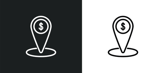 Poster - place outline icon in white and black colors. place flat vector icon from marketing collection for w