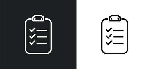Poster - checklist outline icon in white and black colors. checklist flat vector icon from marketing collection for web, mobile apps and ui.