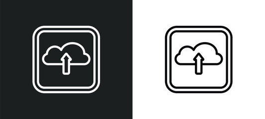Poster - upload to cloud outline icon in white and black colors. upload to cloud flat vector icon from marketing collection for web, mobile apps and ui.