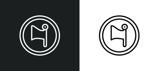 Wall Mural - flag outline icon in white and black colors. flag flat vector icon from maps and flags collection fo