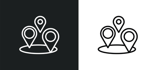 Poster - locations outline icon in white and black colors. locations flat vector icon from maps and flags collection for web, mobile apps and ui.