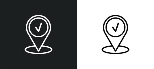 Poster - mark outline icon in white and black colors. mark flat vector icon from maps and flags collection for web, mobile apps and ui.