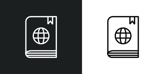 Poster - encyclopedia outline icon in white and black colors. encyclopedia flat vector icon from logo collection for web, mobile apps and ui.