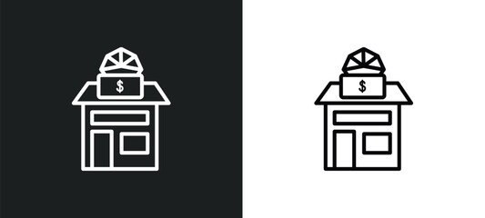 Wall Mural - pawn shop outline icon in white and black colors. pawn shop flat vector icon from jewelry collection for web, mobile apps and ui.