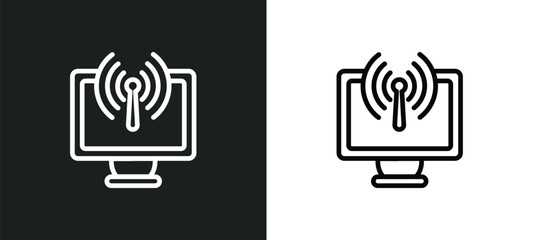 Fototapete - wireless connection outline icon in white and black colors. wireless connection flat vector icon fro