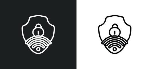 Poster - wifi security outline icon in white and black colors. wifi security flat vector icon from internet security collection for web, mobile apps and ui.
