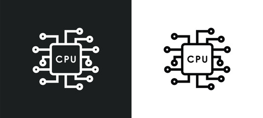 Poster - processor outline icon in white and black colors. processor flat vector icon from networking collection for web, mobile apps and ui.