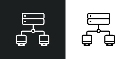 Poster - proxy server outline icon in white and black colors. proxy server flat vector icon from networking collection for web, mobile apps and ui.