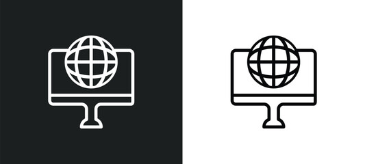Poster - internet connection outline icon in white and black colors. internet connection flat vector icon from networking collection for web, mobile apps and ui.