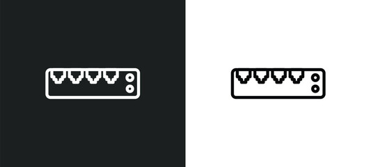 Poster - hub outline icon in white and black colors. hub flat vector icon from networking collection for web, mobile apps and ui.