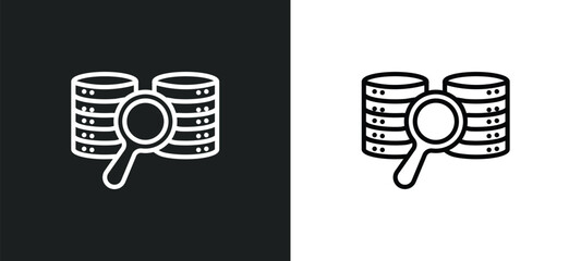 Fototapete - data search outline icon in white and black colors. data search flat vector icon from networking col