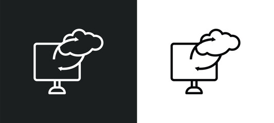 Poster - computing cloud outline icon in white and black colors. computing cloud flat vector icon from networking collection for web, mobile apps and ui.