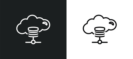 Fototapete - cloud storage outline icon in white and black colors. cloud storage flat vector icon from networking