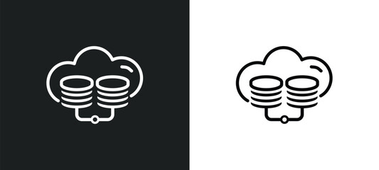 Poster - cloud server outline icon in white and black colors. cloud server flat vector icon from networking collection for web, mobile apps and ui.