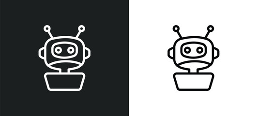 Poster - bot outline icon in white and black colors. bot flat vector icon from internet security collection for web, mobile apps and ui.