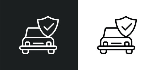 Poster - car insurance outline icon in white and black colors. car insurance flat vector icon from insurance collection for web, mobile apps and ui.