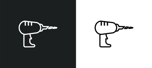 Poster - drill outline icon in white and black colors. drill flat vector icon from industry collection for we