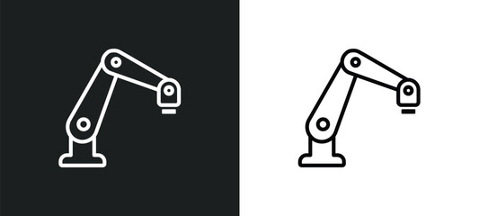 Poster - robotic arm outline icon in white and black colors. robotic arm flat vector icon from industry collection for web, mobile apps and ui.
