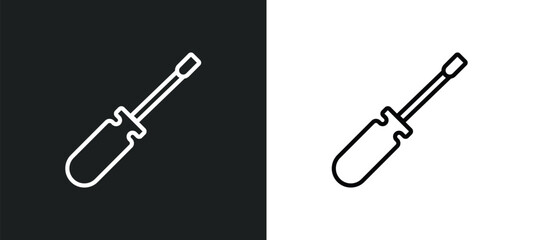 Poster - tools outline icon in white and black colors. tools flat vector icon from industry collection for web, mobile apps and ui.