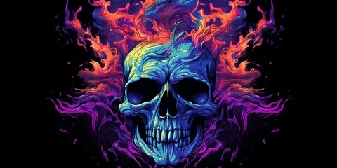 Colorful skull, generative ai