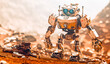 Roboter auf dem Planeten Mars, erkundet die malerische Wüste auf dem Roten Planeten, Generative AI