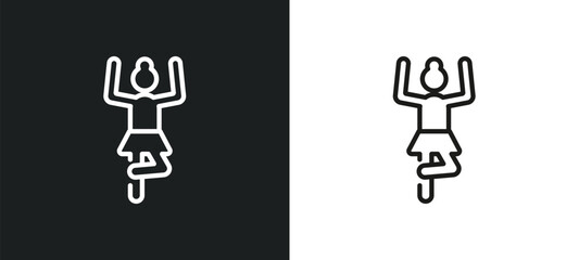 Poster - gymnastics outline icon in white and black colors. gymnastics flat vector icon from humans collection for web, mobile apps and ui.