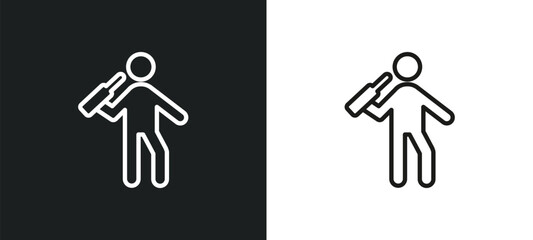 Poster - out outline icon in white and black colors. out flat vector icon from humans collection for web, mob