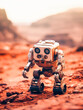 Roboter auf dem Planeten Mars, erkundet die malerische Wüste auf dem Roten Planeten, Generative AI