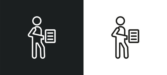 Poster - single file outline icon in white and black colors. single file flat vector icon from humans collection for web, mobile apps and ui.