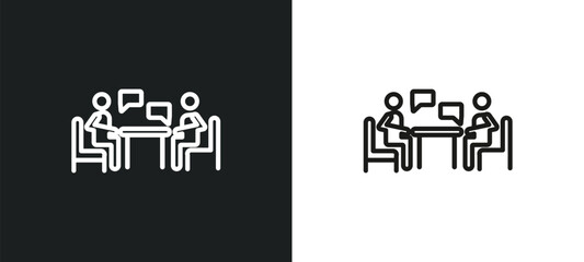 Poster - interview outline icon in white and black colors. interview flat vector icon from human resources collection for web, mobile apps and ui.