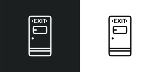 Poster - exit outline icon in white and black colors. exit flat vector icon from hotel collection for web, mobile apps and ui.
