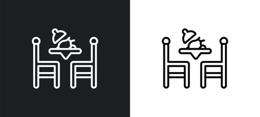 Wall Mural - dinner outline icon in white and black colors. dinner flat vector icon from restaurant collection for web, mobile apps and ui.