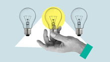 Business Concept With Lightbulbs As Symbol Of Idea, Creativity, Think Concept. Keep It Simple