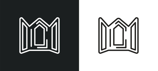 Poster - trifold outline icon in white and black colors. trifold flat vector icon from history collection for web, mobile apps and ui.