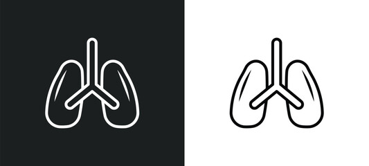 Wall Mural - lung outline icon in white and black colors. lung flat vector icon from health and medical collection for web, mobile apps and ui.