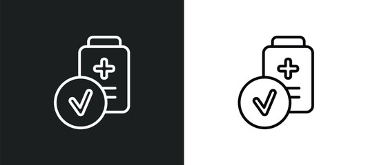 Wall Mural - medical checklist outline icon in white and black colors. medical checklist flat vector icon from health and medical collection for web, mobile apps and ui.