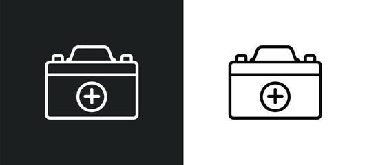 Poster - first aid kit outline icon in white and black colors. first aid kit flat vector icon from health and medical collection for web, mobile apps and ui.