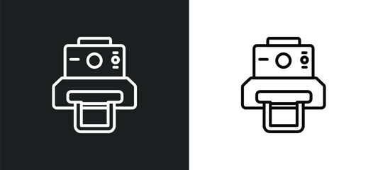 Poster - camera outline icon in white and black colors. camera flat vector icon from hardware collection for web, mobile apps and ui.