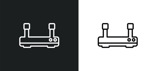 Poster - modem with two antenna outline icon in white and black colors. modem with two antenna flat vector icon from hardware collection for web, mobile apps and ui.