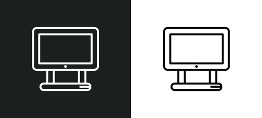 Poster - laptop screen outline icon in white and black colors. laptop screen flat vector icon from hardware collection for web, mobile apps and ui.