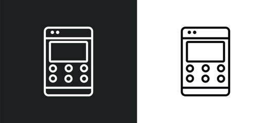 Poster - keypad phone outline icon in white and black colors. keypad phone flat vector icon from hardware col