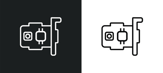 Poster - gpu outline icon in white and black colors. gpu flat vector icon from hardware collection for web, m