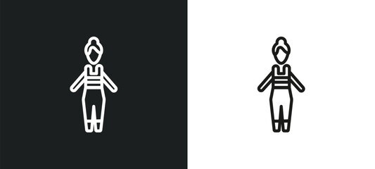 Poster - female sportwear outline icon in white and black colors. female sportwear flat vector icon from gym and fitness collection for web, mobile apps and ui.